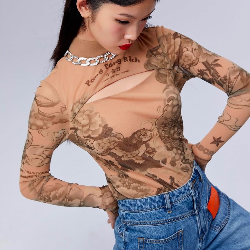 Mukzin Thousand Golden Prescriptions Mesh Dress • NYFW • M